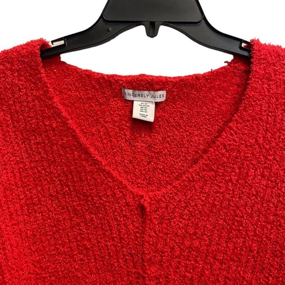 Sincerely Jules Eyelash Knit Oversize Sweater Women's Size XSmall Red - Picture 4 of 4